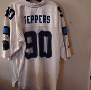 Julius Peppers HOF Reebok Carolina Panthers#90 VTG White/Blue NFL Jersey SZ:XL..